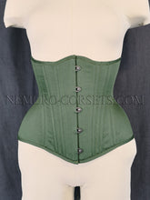 Load image into Gallery viewer, Artemis Green cotton underbust corset Size XS
