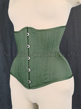 Load image into Gallery viewer, Artemis Green cotton underbust corset Size XS