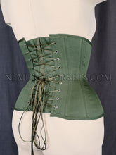 Load image into Gallery viewer, Artemis Green cotton underbust corset Size XS