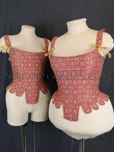 Load image into Gallery viewer, Chevailere Red-Golden cotton 18th century stays Sizes M-XL