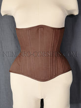 Load image into Gallery viewer, Brown cotton underbust corset Size S-M