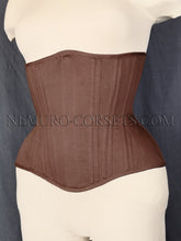 Load image into Gallery viewer, Brown cotton underbust corset Size S-M