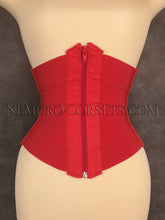 Load image into Gallery viewer, Elastic Ribbon underbust corset with busk or zipper