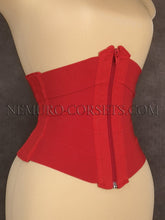 Load image into Gallery viewer, Elastic Ribbon underbust corset with busk or zipper