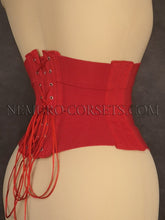 Load image into Gallery viewer, Elastic Ribbon underbust corset with busk or zipper