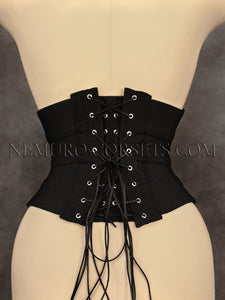 Elastic Ribbon underbust corset with busk or zipper