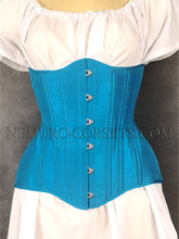 Load image into Gallery viewer, Diane Turquoise silk underbust corset
