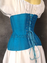 Load image into Gallery viewer, Diane Turquoise silk underbust corset