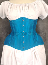 Load image into Gallery viewer, Diane Turquoise silk underbust corset