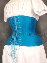 Load image into Gallery viewer, Diane Turquoise silk underbust corset
