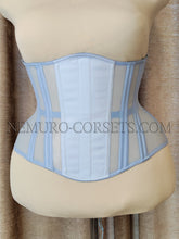 Load image into Gallery viewer, Artemis Light Blue mesh underbust corset Size S L
