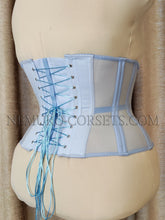 Load image into Gallery viewer, Artemis Light Blue mesh underbust corset Size S L
