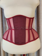 Load image into Gallery viewer, Artemis Burgundy mesh underbust corset Size L XXL
