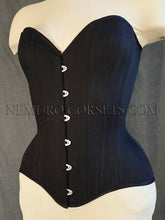 Load image into Gallery viewer, Aphrodite Black cotton overbust corset A-B cup Size M
