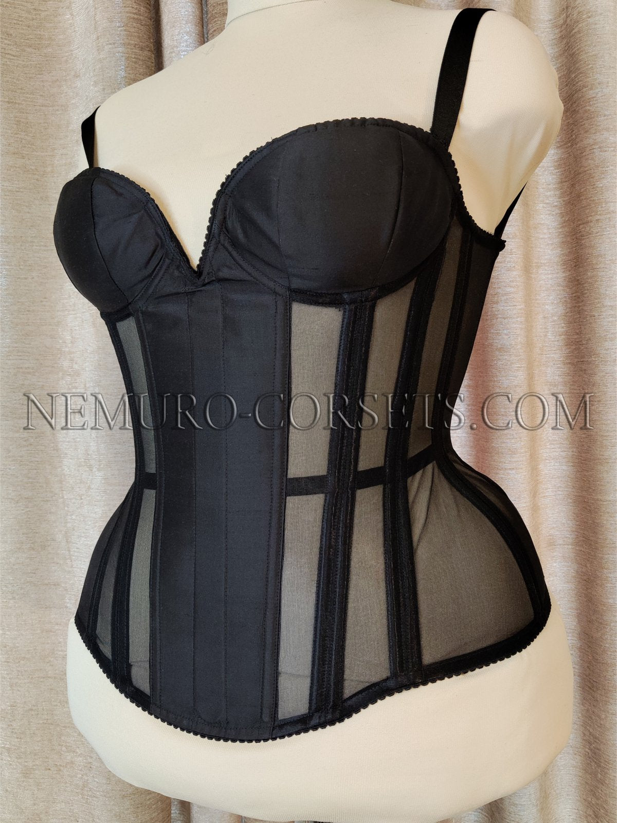 Blue mesh underbust corset-  – Nemuro Corsets