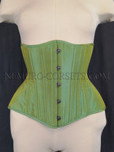 Load image into Gallery viewer, Artemis Green silk underbust corset Size S
