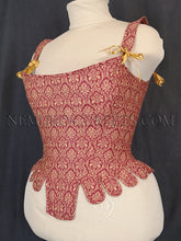 Load image into Gallery viewer, Chevailere Red-Golden cotton 18th century stays Sizes M-XL
