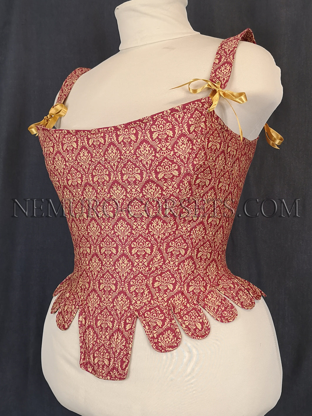 Chevailere Red-Golden cotton 18th century stays Sizes M-XL