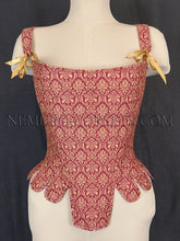 Load image into Gallery viewer, Chevailere Red-Golden cotton 18th century stays Sizes M-XL
