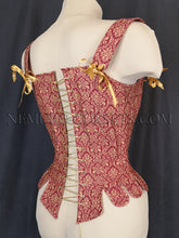 Load image into Gallery viewer, Chevailere Red-Golden cotton 18th century stays Sizes M-XL
