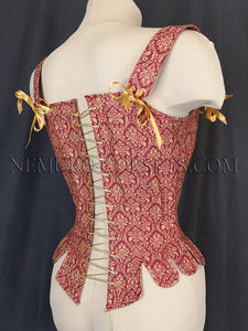 Chevailere Red-Golden cotton 18th century stays Sizes M-XL