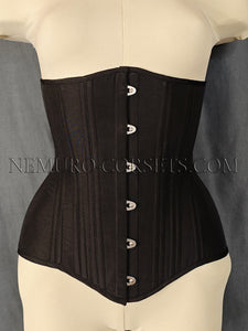 Black silk underbust corset Size S