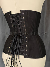 Load image into Gallery viewer, Black silk underbust corset Size S
