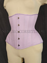 Load image into Gallery viewer, Artemis Lilac cotton satin underbust corset Sizes XS, S
