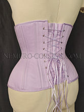 Load image into Gallery viewer, Artemis Lilac cotton satin underbust corset Sizes XS, S
