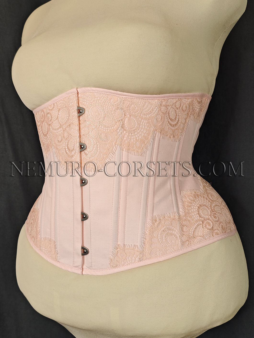 Artemis Pink Peach lace underbust corset Size XXL