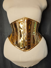 Load image into Gallery viewer, Athene Gold PVC corset cincher Size XL
