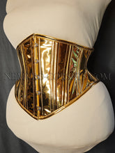 Load image into Gallery viewer, Athene Gold PVC corset cincher Size XL

