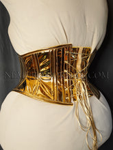 Load image into Gallery viewer, Athene Gold PVC corset cincher Size XL
