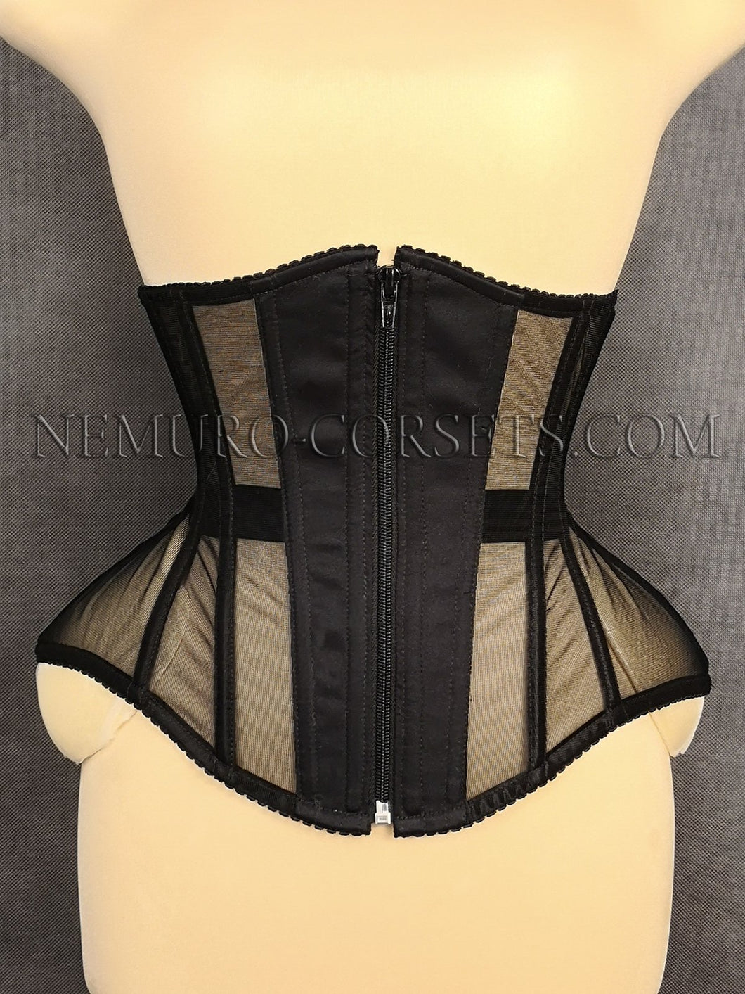 Mesh Underbust corset with busk or zipper