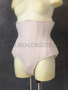 Elegant White All-in-One Girdle with Rear Satin Panel