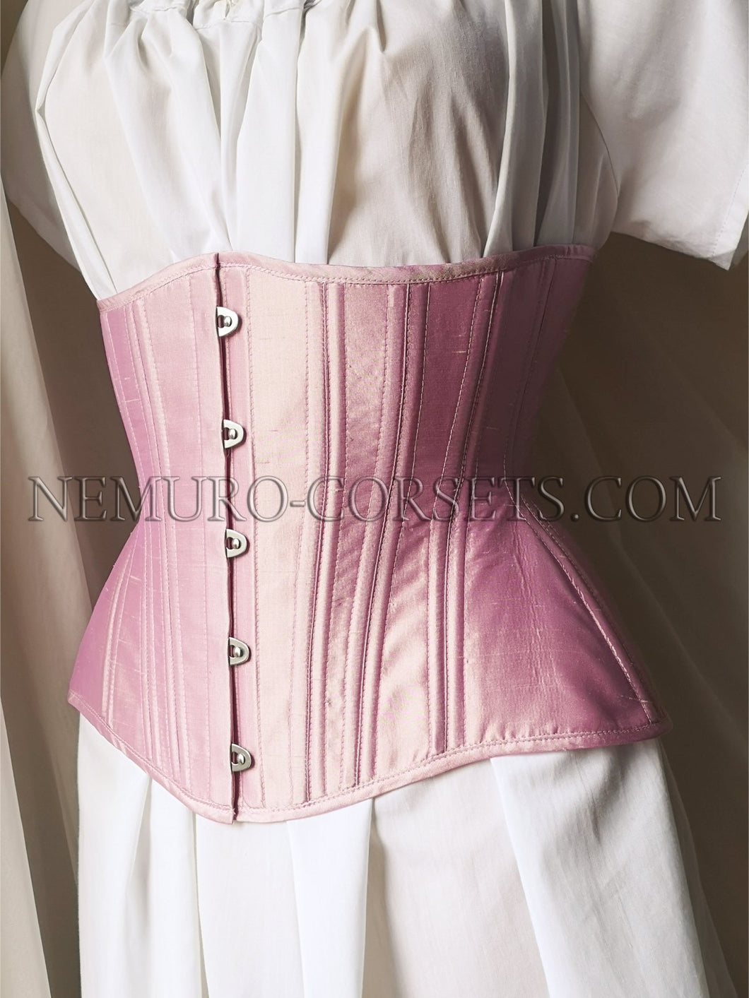 Artemis Pink-lilac silk underbust corset Size S