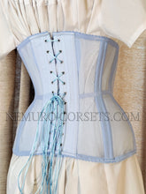 Load image into Gallery viewer, Diane Light Blue mesh underbust corset Size M L
