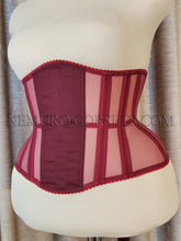 Load image into Gallery viewer, Artemis Burgundy mesh underbust corset Size L XXL
