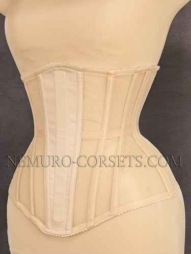Burgundy mesh underbust corset-  – Nemuro Corsets
