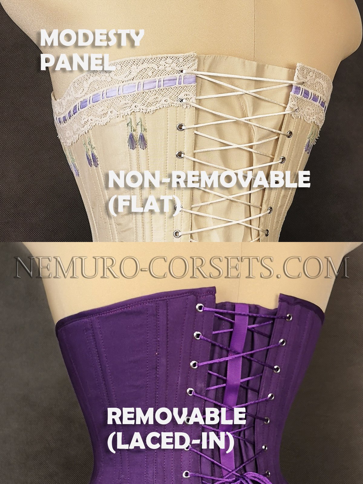 Cupped Overbust corset busk-zipper - Custom order Nemuro-Corsets